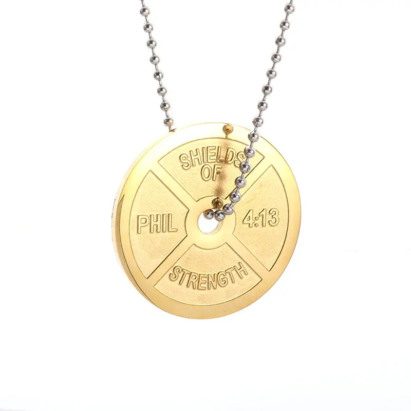 Halskette Anhänger Edelstahl Hantel Fitness Gym Bodybuilding Schmuck Geschenk