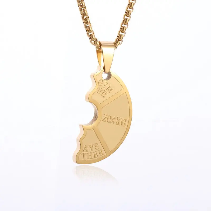 Halskette Anhänger Edelstahl Hantel Fitness Gym Bodybuilding Schmuck Geschenk