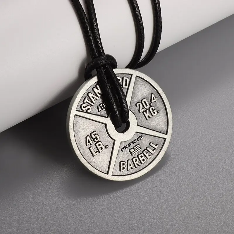 Halskette Anhänger Edelstahl Hantel Fitness Gym Bodybuilding Schmuck Geschenk