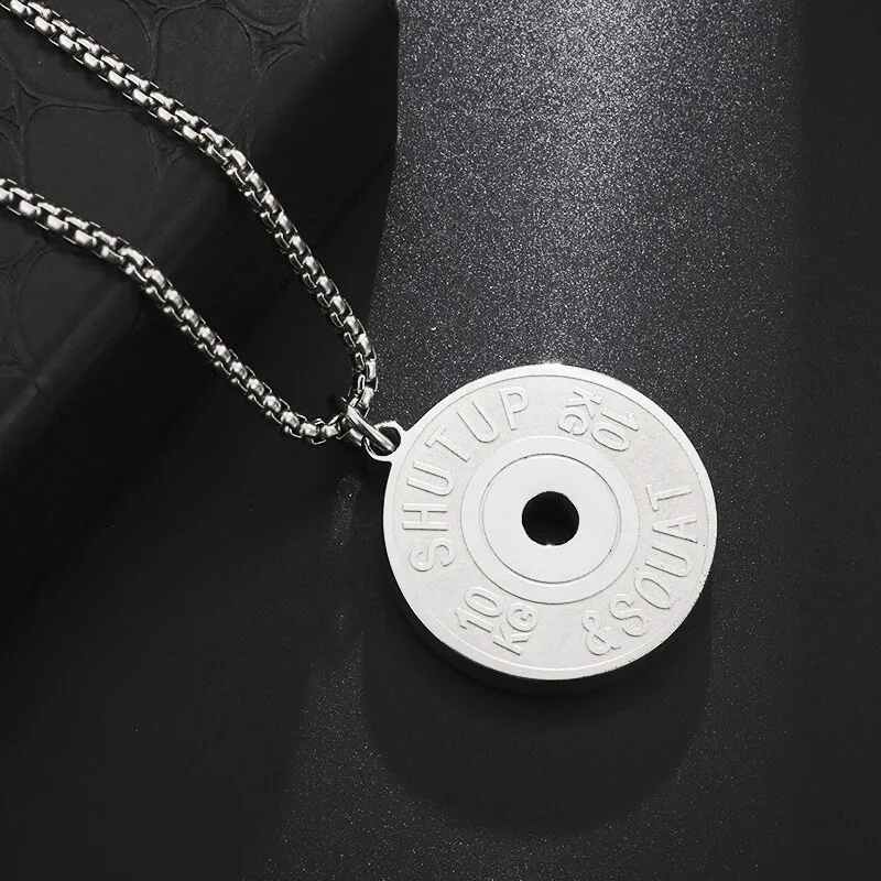 Halskette Anhänger Edelstahl Hantel Fitness Gym Bodybuilding Schmuck Geschenk