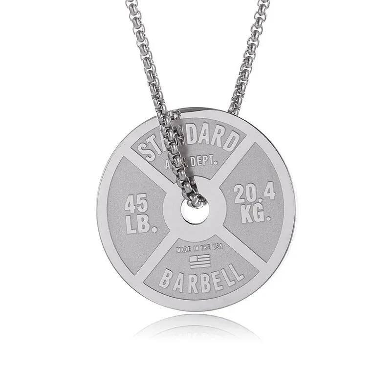 Halskette Anhänger Edelstahl Hantel Fitness Gym Bodybuilding Schmuck Geschenk