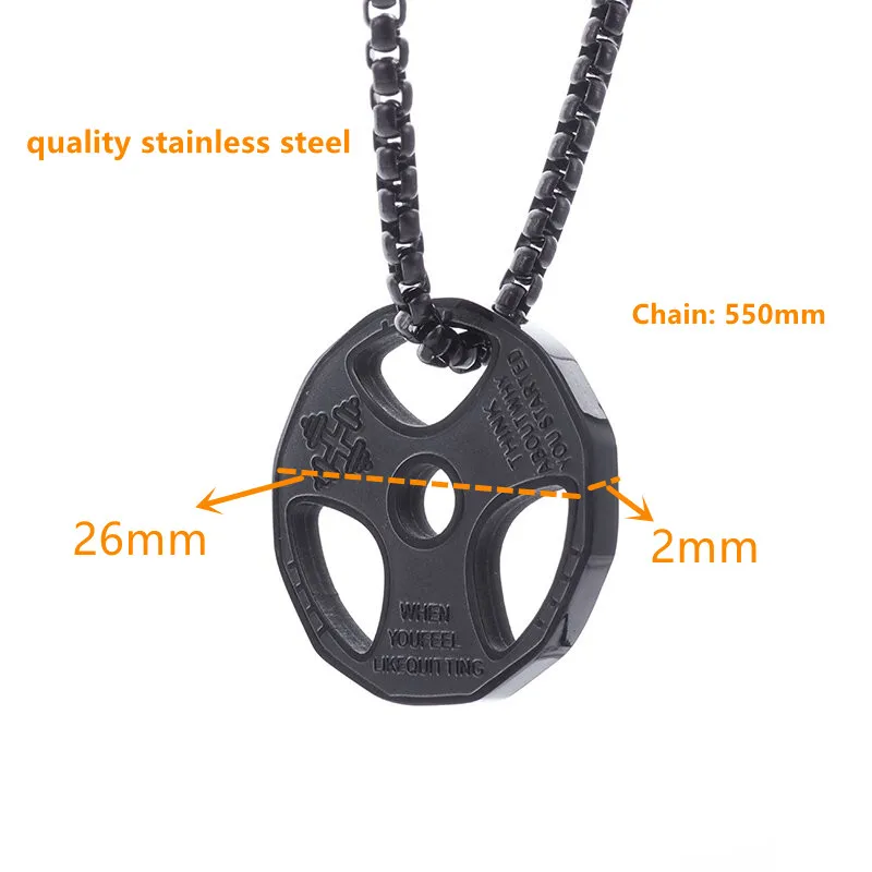 Halskette Anhänger Edelstahl Hantel Fitness Gym Bodybuilding Schmuck Geschenk