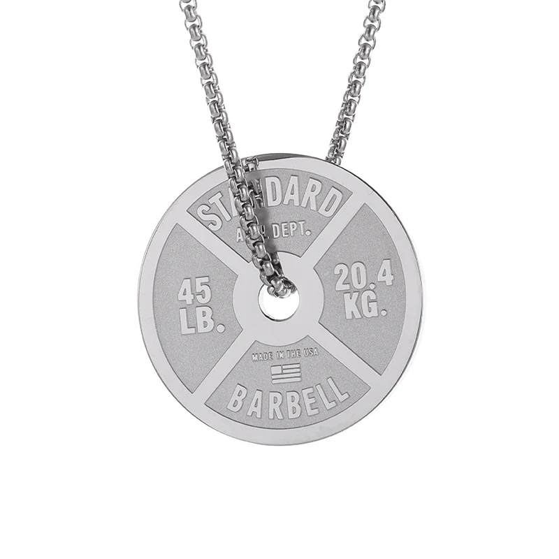 Halskette Anhänger Edelstahl Hantel Fitness Gym Bodybuilding Schmuck Geschenk
