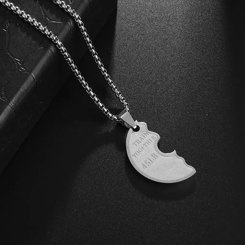 Halskette Anhänger Edelstahl Hantel Fitness Gym Bodybuilding Schmuck Geschenk