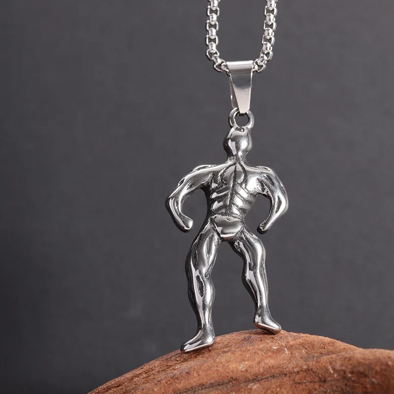 Halskette Anhänger Edelstahl Hantel Fitness Gym Bodybuilding Schmuck Geschenk