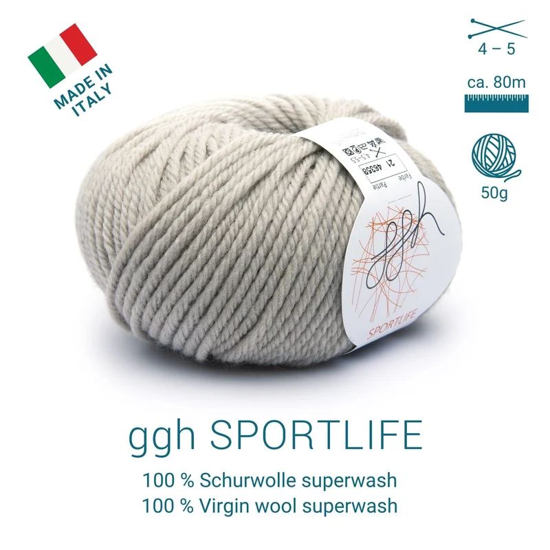 ggh Sportlife | Schurwolle | 80m/50g | 021 - Helles Beige