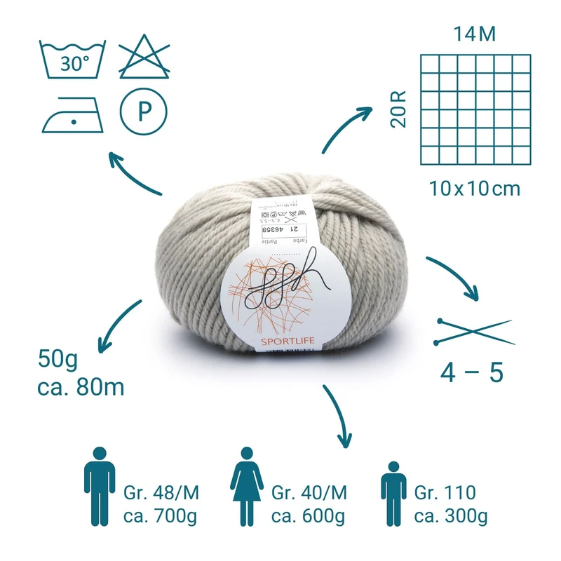 ggh Sportlife | Schurwolle | 80m/50g | 021 - Helles Beige