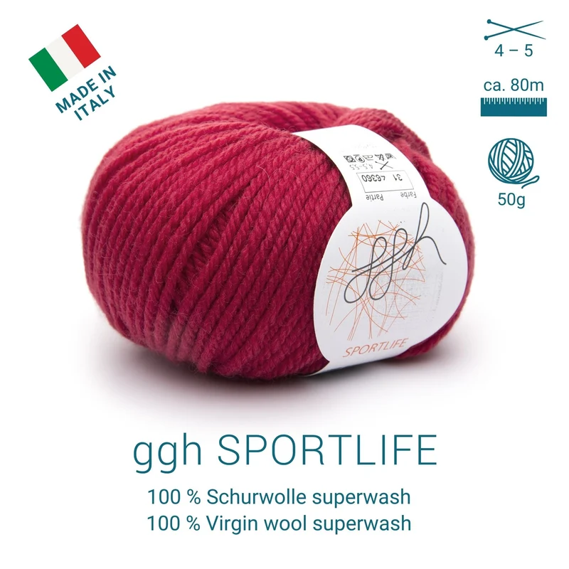 ggh Sportlife | Schurwolle | 80m/50g | 031 - Preisselbeerrot