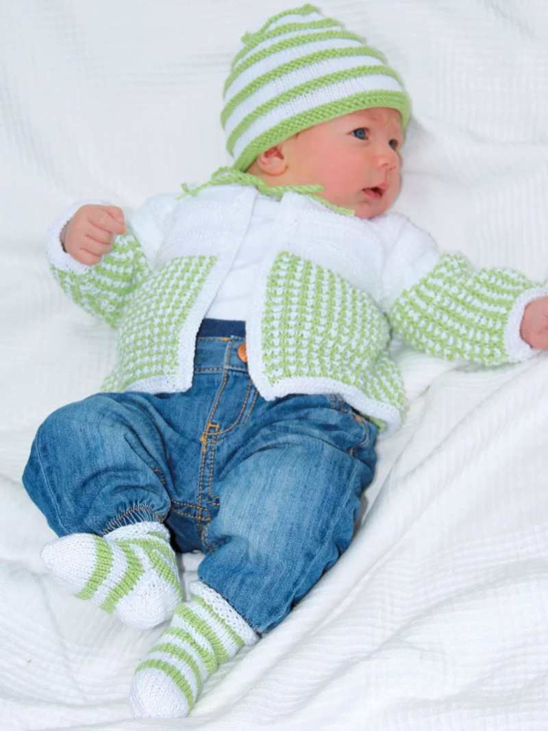 Anleitung Babyjäckchen, Mütze, Söckchen