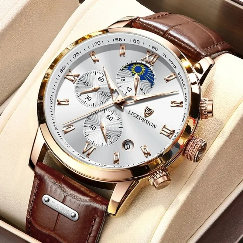 Herren Armbanduhr Digital Uhr Silber Edelstahl LED Quarzuhr Luxus Chronograph