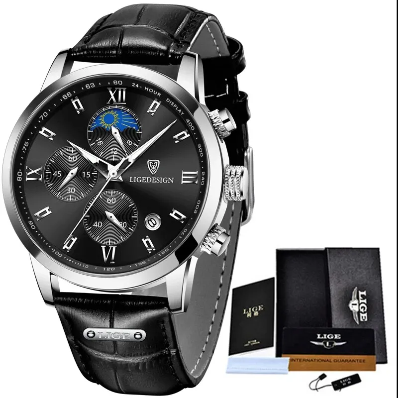 Herren Armbanduhr Digital Uhr Silber Edelstahl LED Quarzuhr Luxus Chronograph