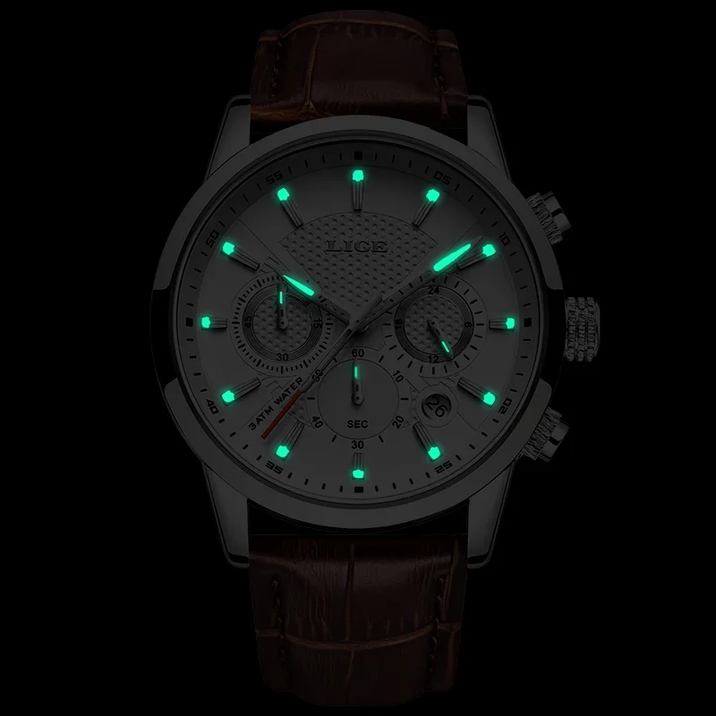 Herren Armbanduhr Digital Uhr Silber Edelstahl LED Quarzuhr Luxus Chronograph