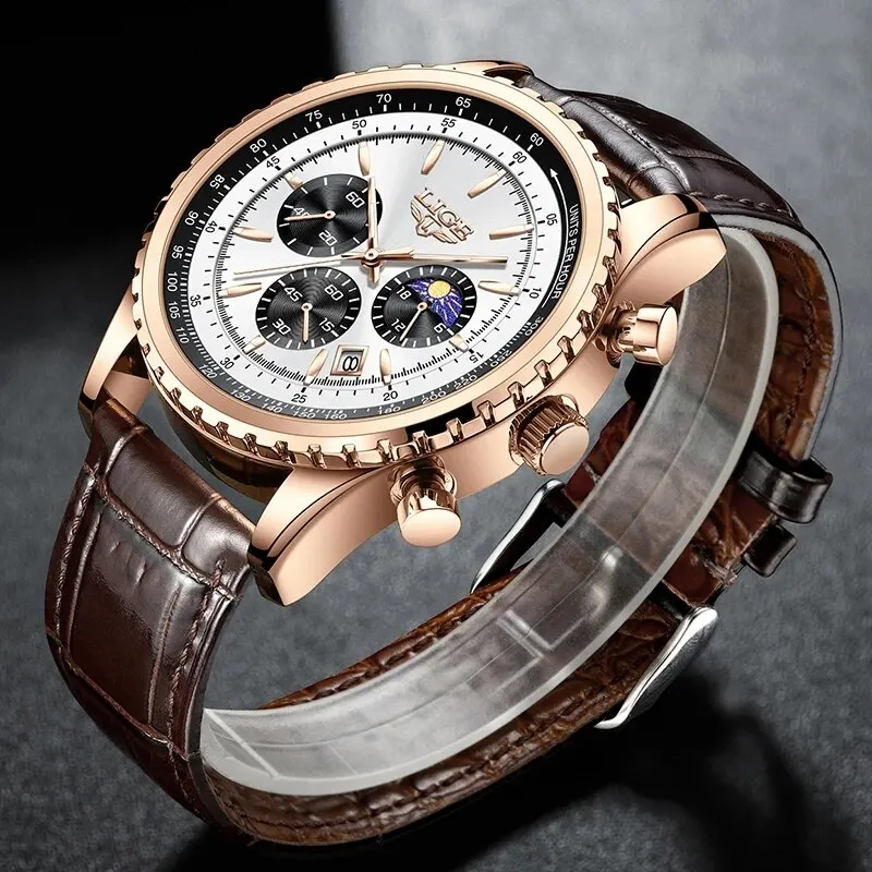 Herren Armbanduhr Digital Uhr Silber Edelstahl LED Quarzuhr Luxus Chronograph