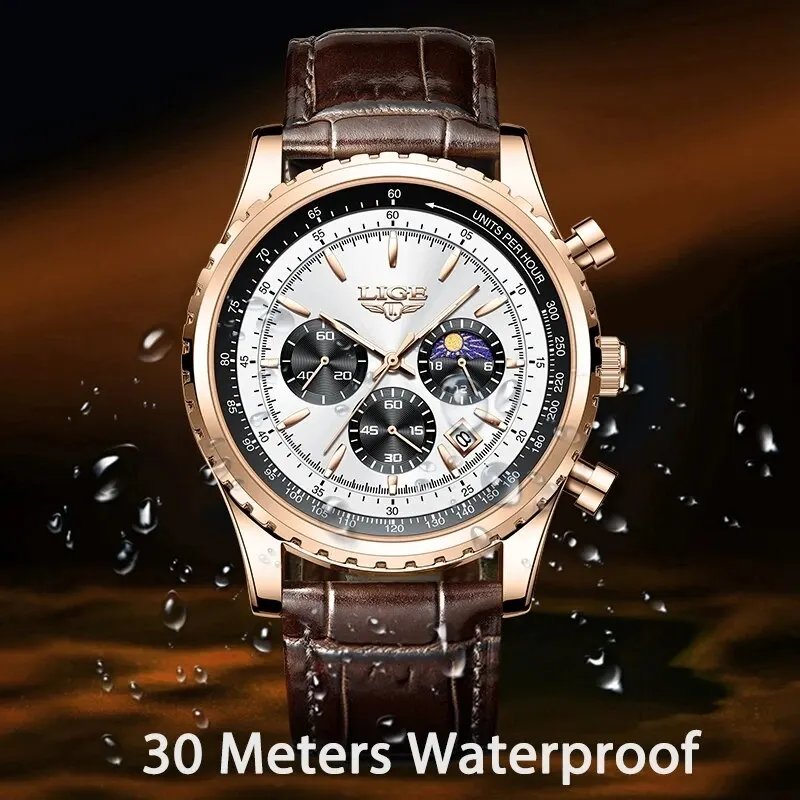 Herren Armbanduhr Digital Uhr Silber Edelstahl LED Quarzuhr Luxus Chronograph