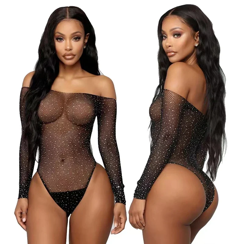 Damen Sexy Spitze Dessous Bodysuit Babydoll Reizwäsche Body Unterwäsche Schwarz