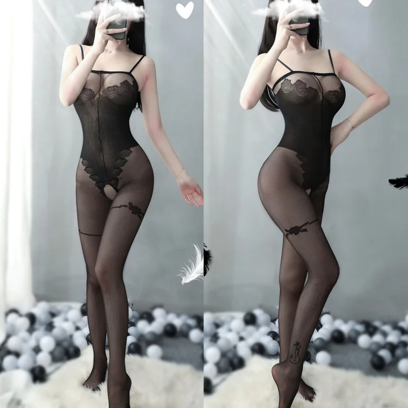 Damen Sexy Spitze Dessous Bodysuit Babydoll Reizwäsche Body Unterwäsche Schwarz