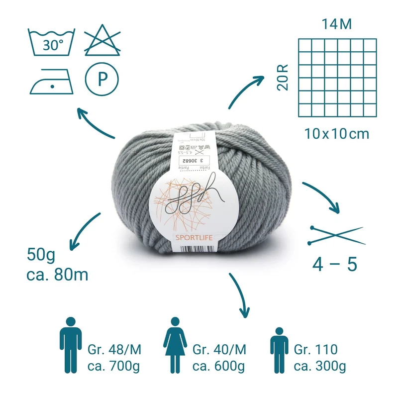 ggh Sportlife Box | Set mit 300g (6x50g) | 003 – Stahlgrau