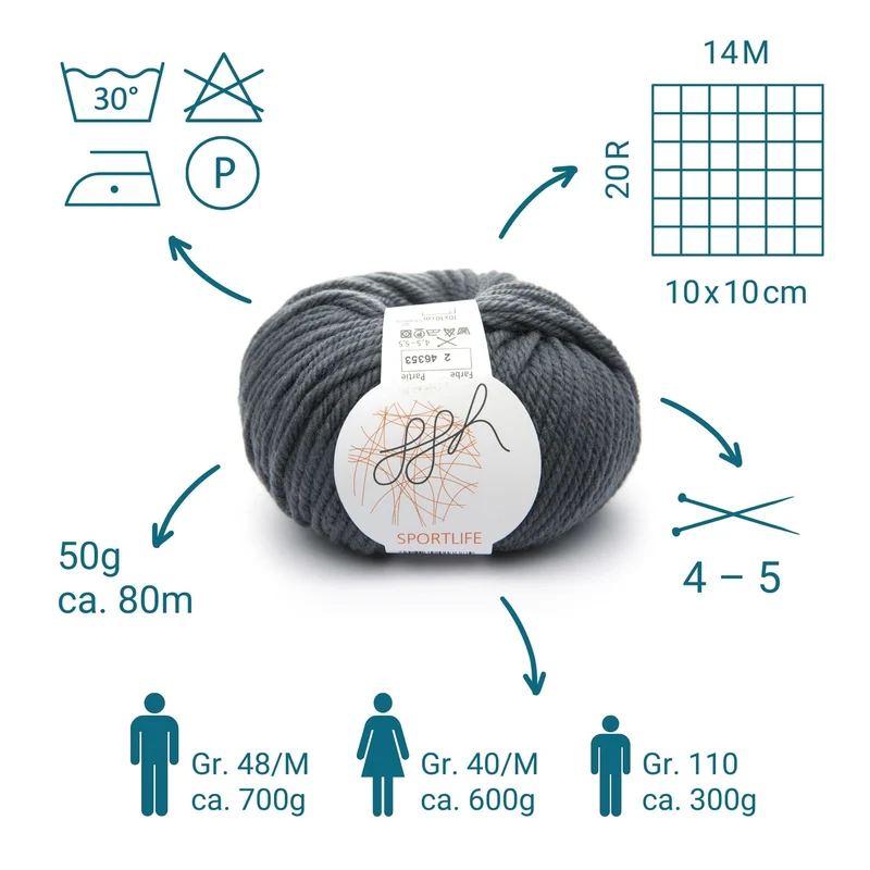 ggh Sportlife Box | Set mit 300g (6x50g) | 002 – Flanelgrau