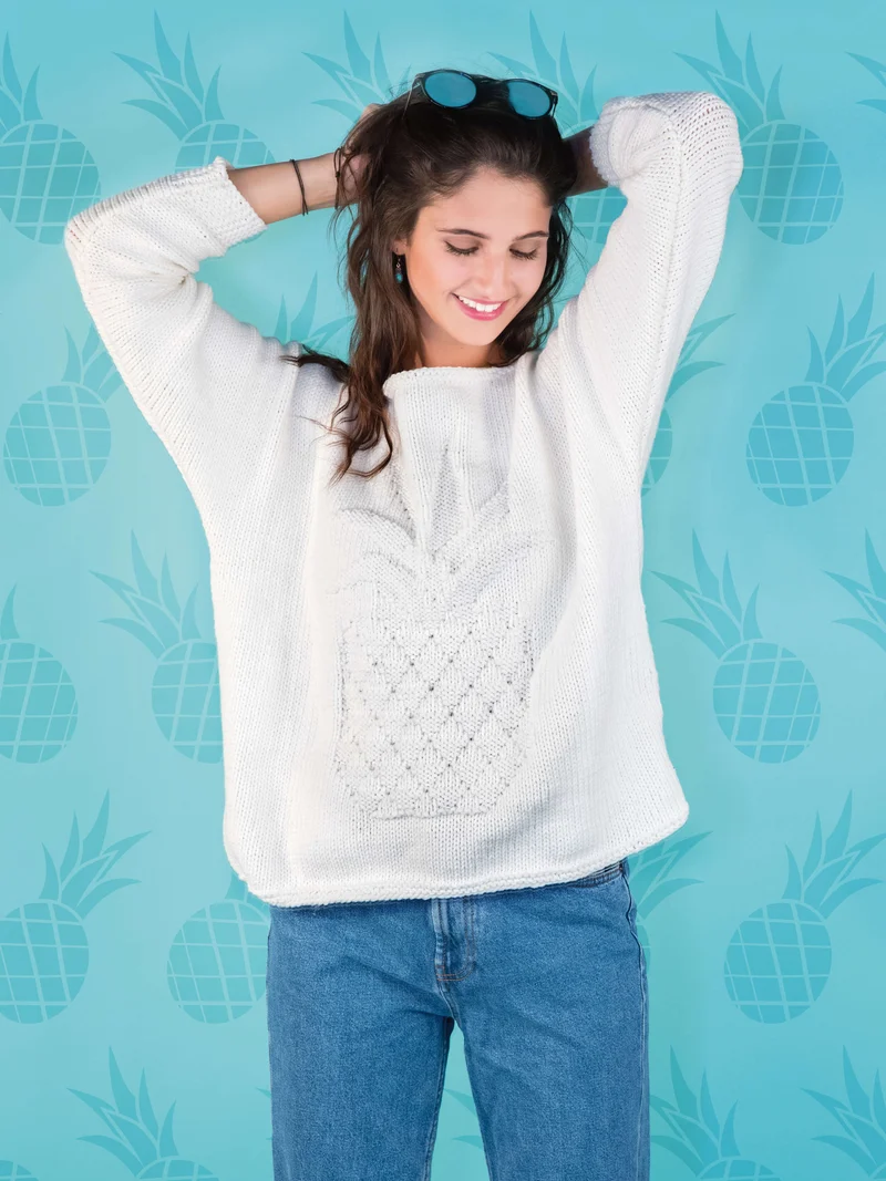 Anleitung Ananas-Pulli mit angeschnittenen Ärmeln
