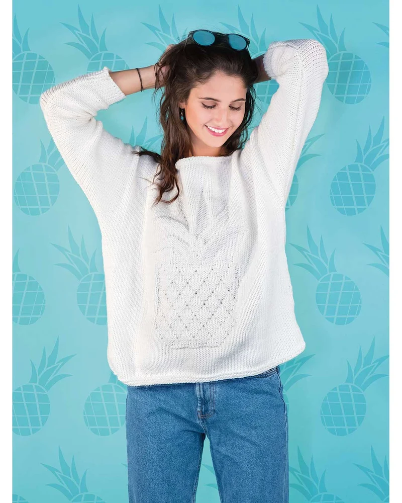 Anleitung Ananas-Pulli mit angeschnittenen Ärmeln