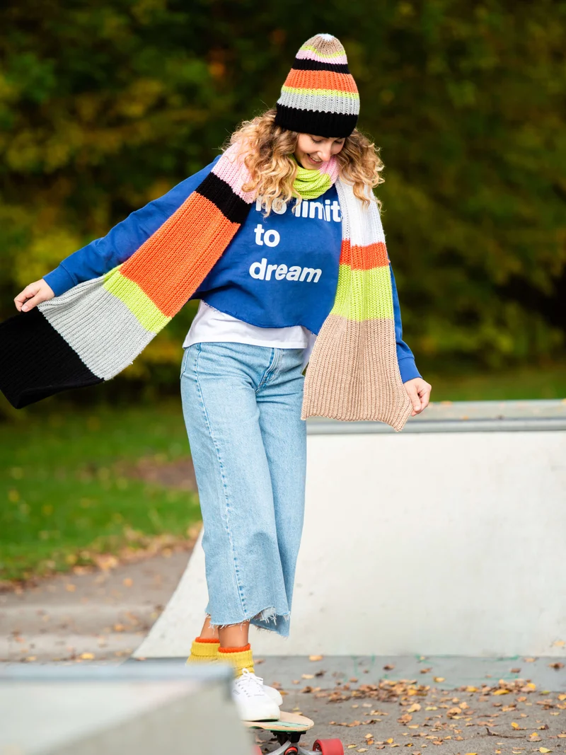 Anleitung Colour-Blocking Schal und Mütze