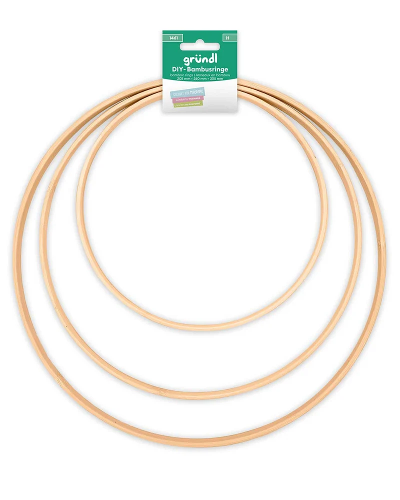DIY Bambus-Ringe, 205 mm, 260 mm, 305 mm, 3 Ringe