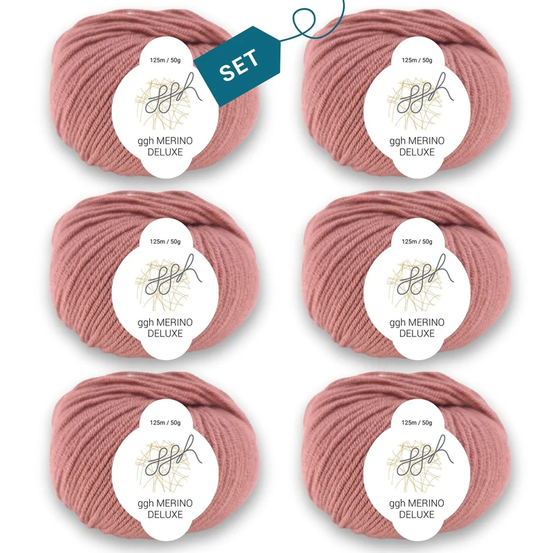 ggh Merino Deluxe - 300g Set (6x50g) - 013 - Rosenholz