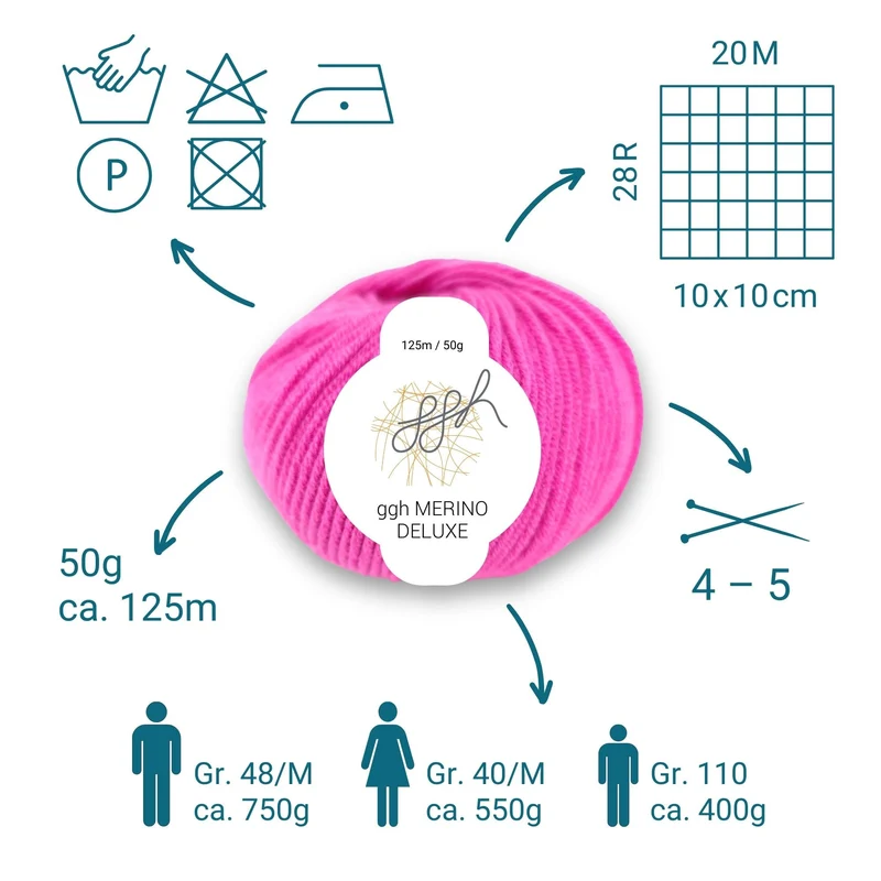 ggh Merino Deluxe - 300g Set (6x50g) - 012 - Pink