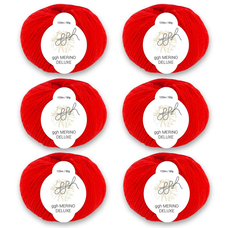 ggh Merino Deluxe - 300g Set (6x50g) - 011 - Rot