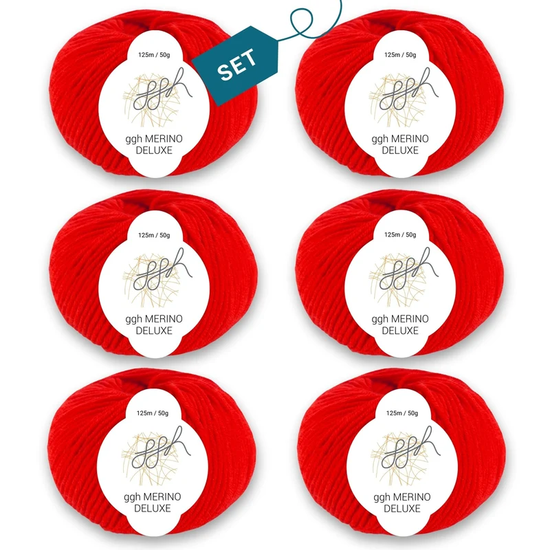 ggh Merino Deluxe - 300g Set (6x50g) - 011 - Rot
