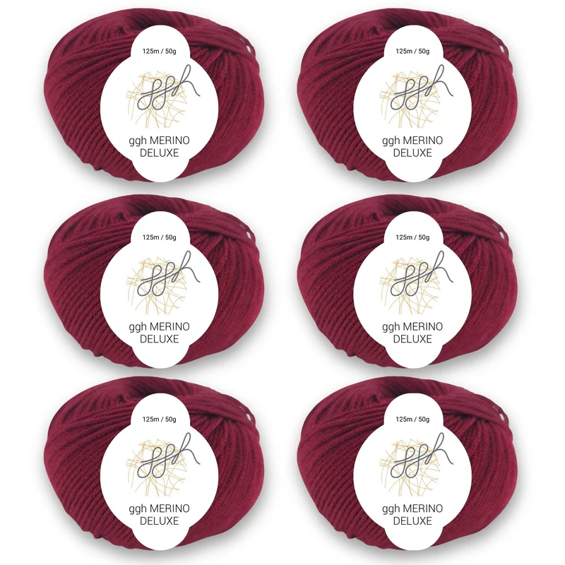 ggh Merino Deluxe - 300g Set (6x50g) - 010 - Bordeauxrot