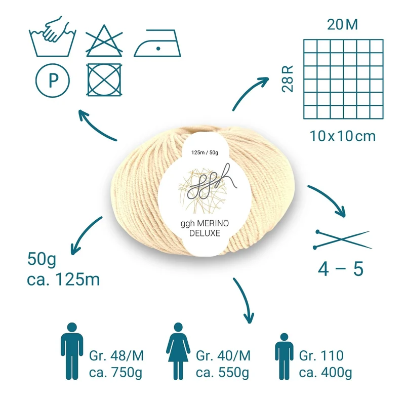 ggh Merino Deluxe - 300g Set (6x50g) - 009 - Creme