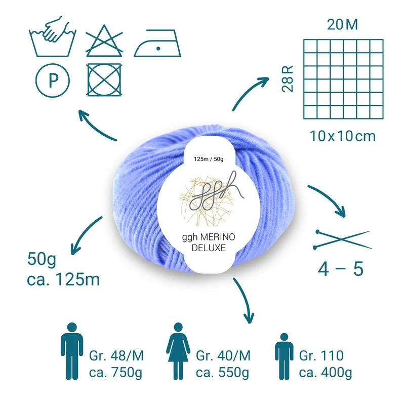 ggh Merino Deluxe - 300g Set (6x50g) - 023 - Hellblau