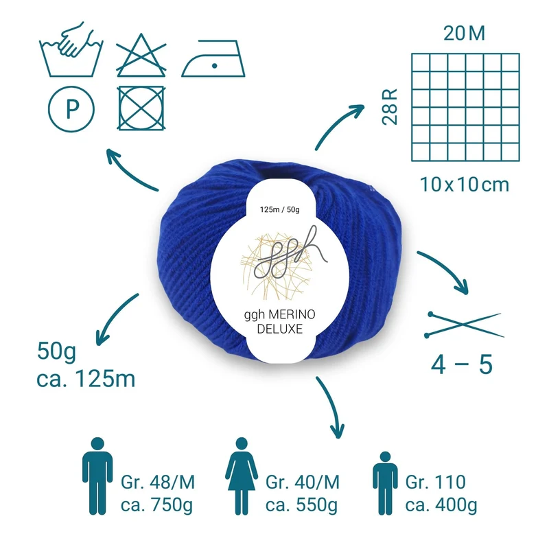 ggh Merino Deluxe - 300g Set (6x50g) - 022 - Dunkelblau