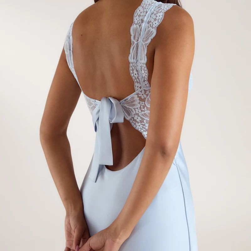 Isla Maxikleid mit Seitenschlitz - Blau
