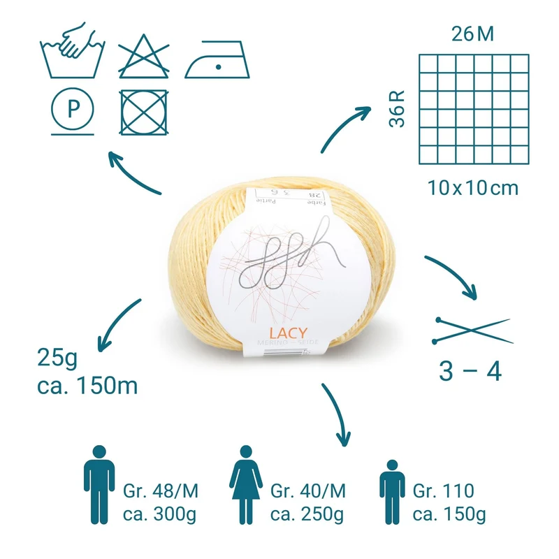 ggh Lacy | Set mit 4 x 25g (insg. 100g) - 028 - Senfgelb