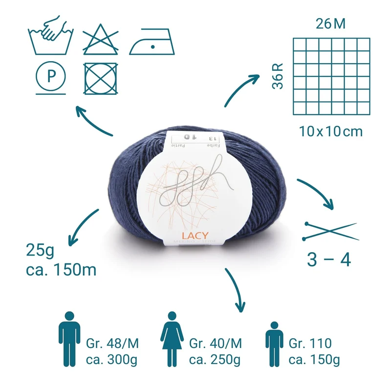 ggh Lacy | Set mit 4 x 25g (insg. 100g) - 013 - Dunkelblau