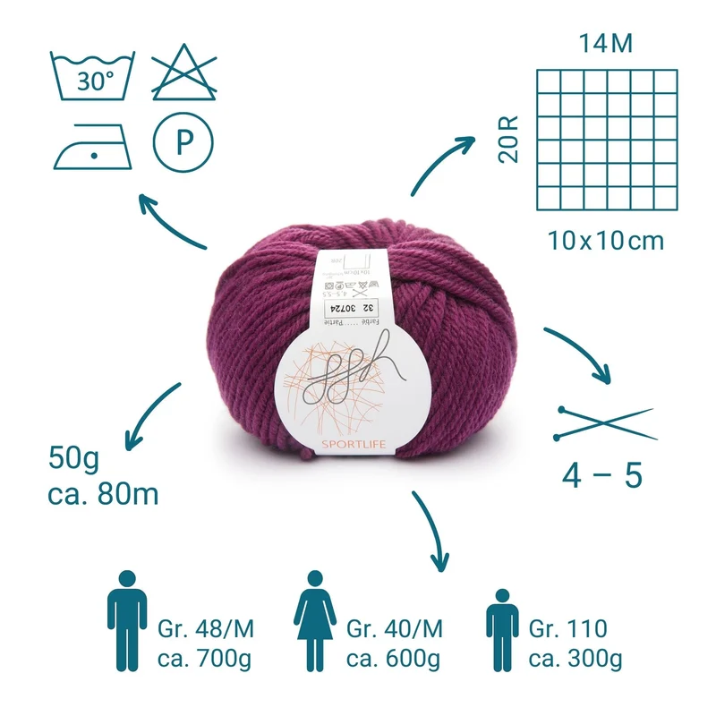 ggh Sportlife Box | Set mit 300g (6x50g) | 032 – Granatrot
