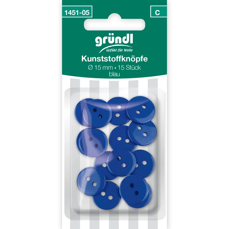 Kunststoffknöpfe, 15 Stück - blau