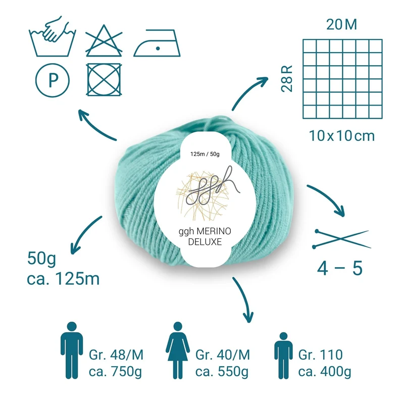 ggh Merino Deluxe - 300g Set (6x50g) - 021 - Türkis