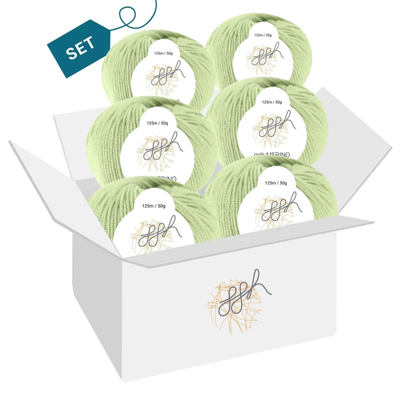 ggh Merino Deluxe - 300g Set (6x50g) - 019 - Helles Limettengrün