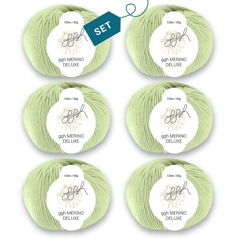 ggh Merino Deluxe - 300g Set (6x50g) - 019 - Helles Limettengrün