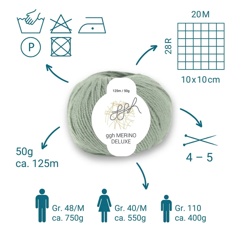 ggh Merino Deluxe - 300g Set (6x50g) - 018 - Schilfgrün