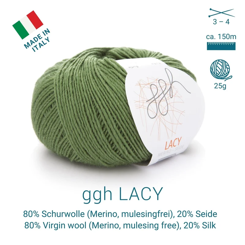 GGH Lacy | Merinowolle mit Seide | 25g - 170m | 007 - Olivgrün