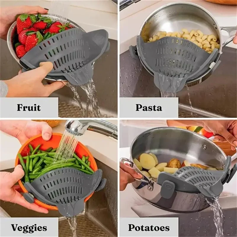 Scolapasta Universale per Scolare Pasta a Scatto in Silicone - Colino Colapasta