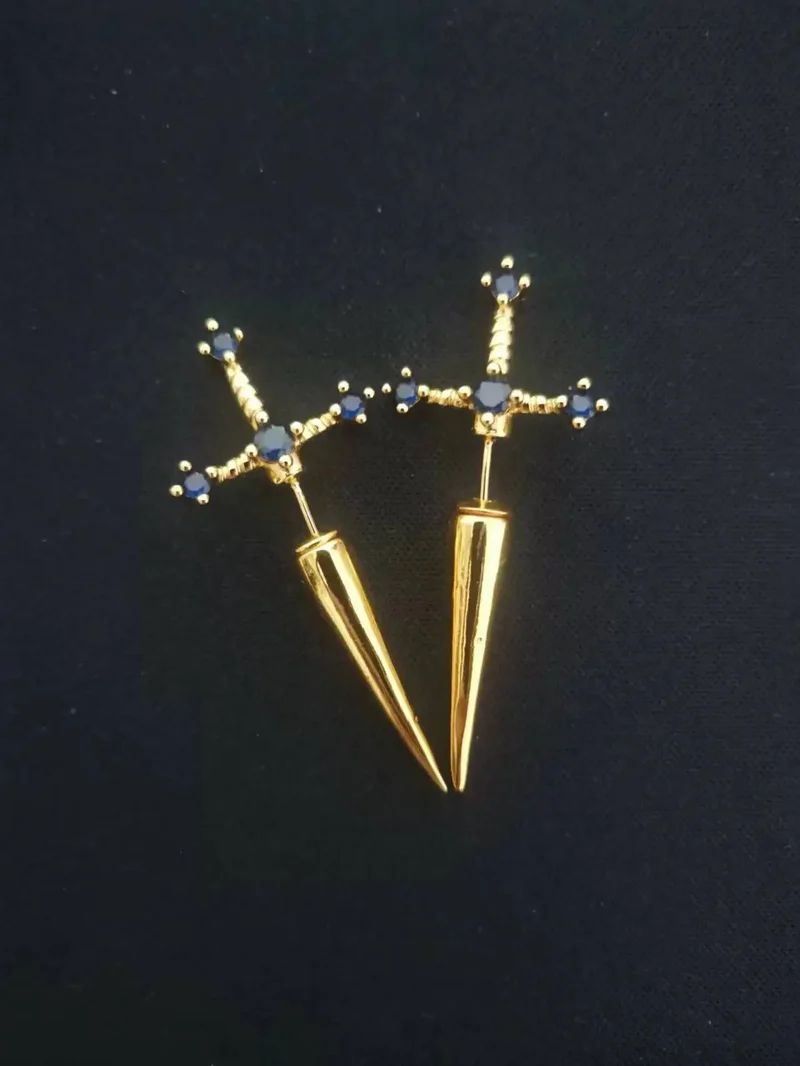 Damen Ohrringe Gothic Ohrstecker Strass Schwert Ohrhänger Dolch Schmuck Geschenk