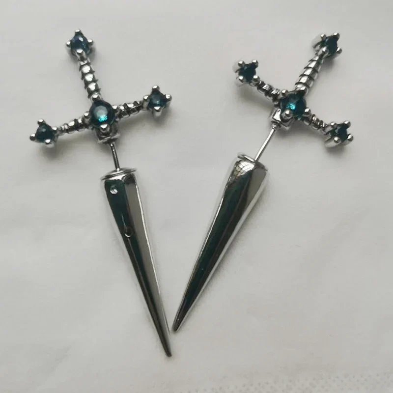 Damen Ohrringe Gothic Ohrstecker Strass Schwert Ohrhänger Dolch Schmuck Geschenk