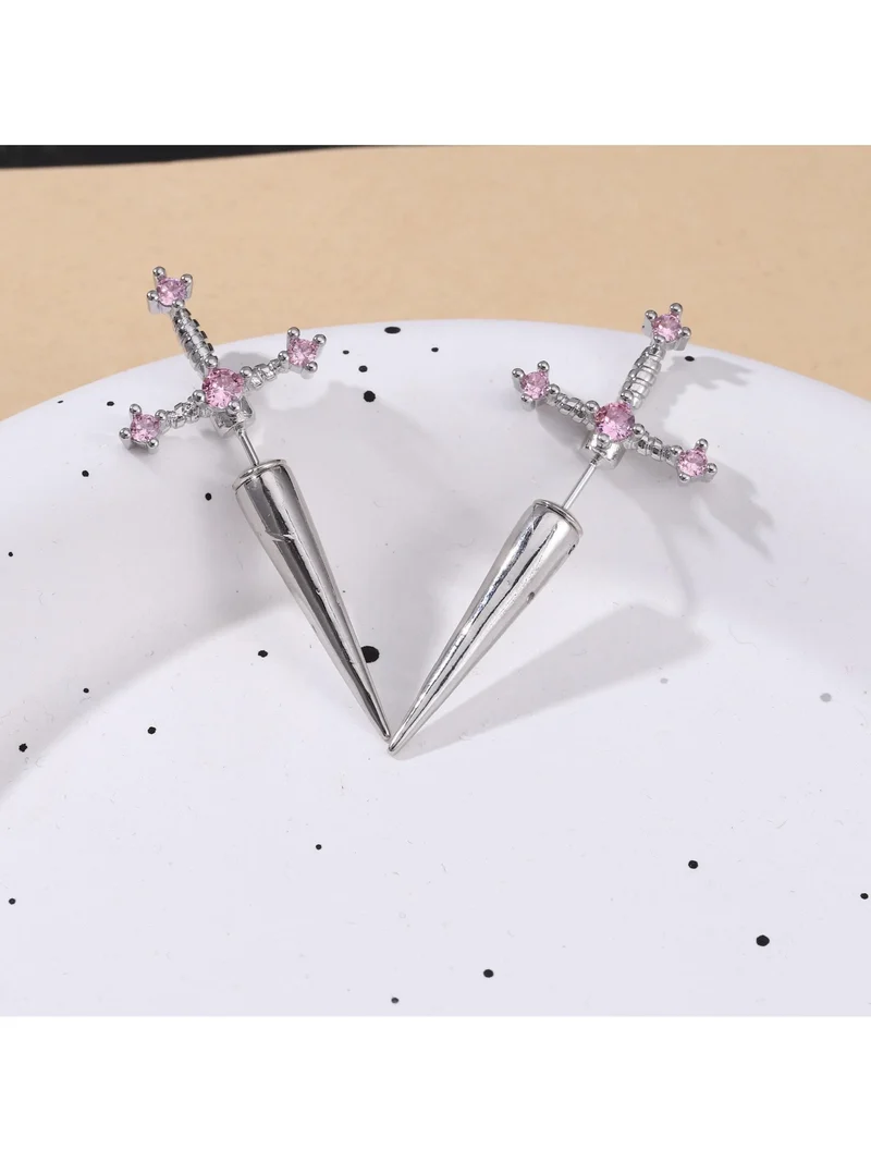 Damen Ohrringe Gothic Ohrstecker Strass Schwert Ohrhänger Dolch Schmuck Geschenk