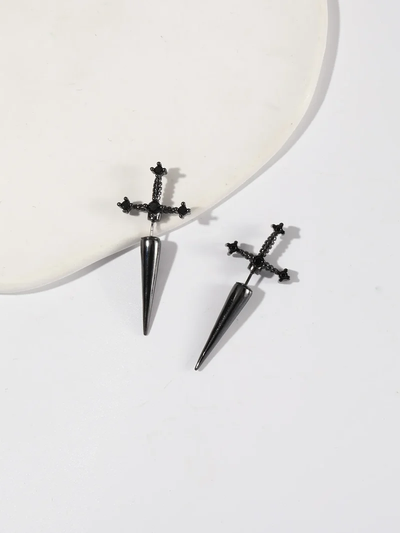 Damen Ohrringe Gothic Ohrstecker Strass Schwert Ohrhänger Dolch Schmuck Geschenk