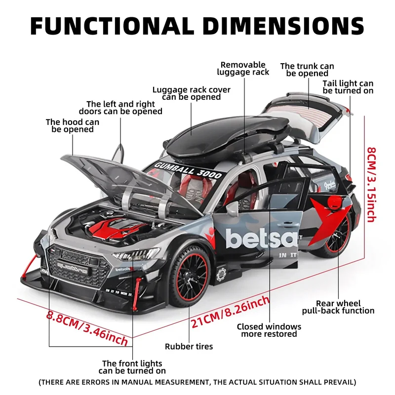 1:24 Modellauto RS6 Metall Kinder Spielzeug Automodell Geschenk Sammlerstück